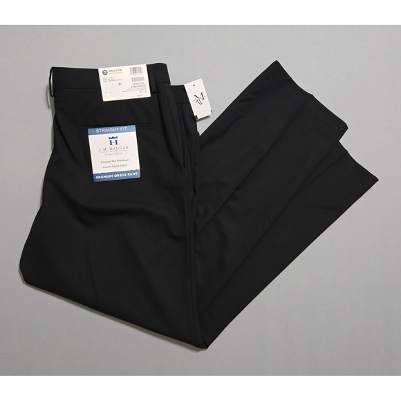 Haggar Other - J.M. Haggar Dress Pants 38x30 Black Premium Flex Straight Fit Luxury Stretch